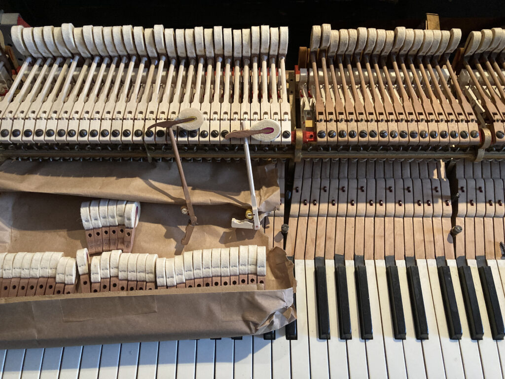 Changement manche marteau steinway piano à queue Montpellier réparation restauration accordeur de piano
